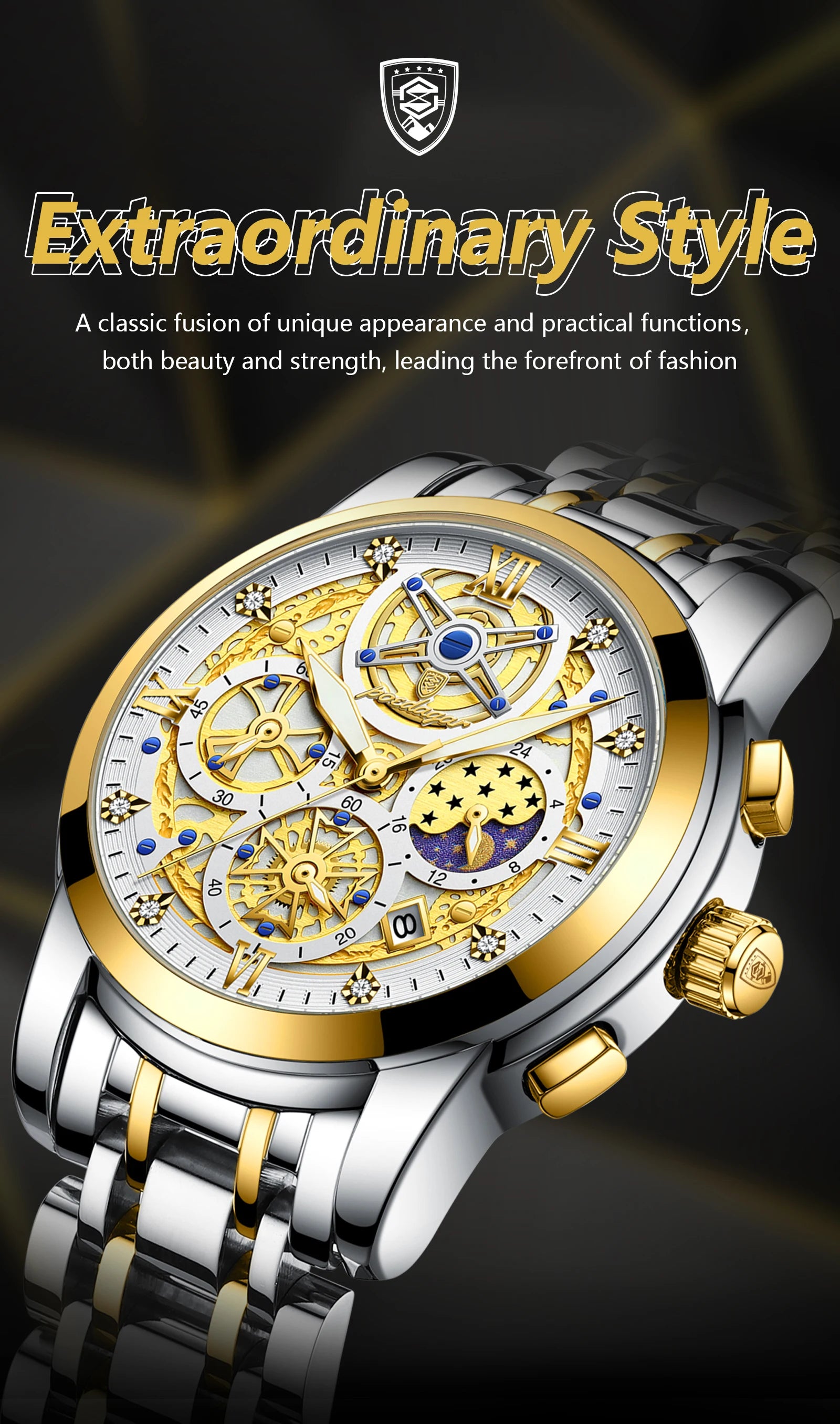 POEDAGAR Luxury Watch For Men Original Waterproof Luminous Date Man Clock Chronograph Stainless Steel Quartz Men's Watches Reloj