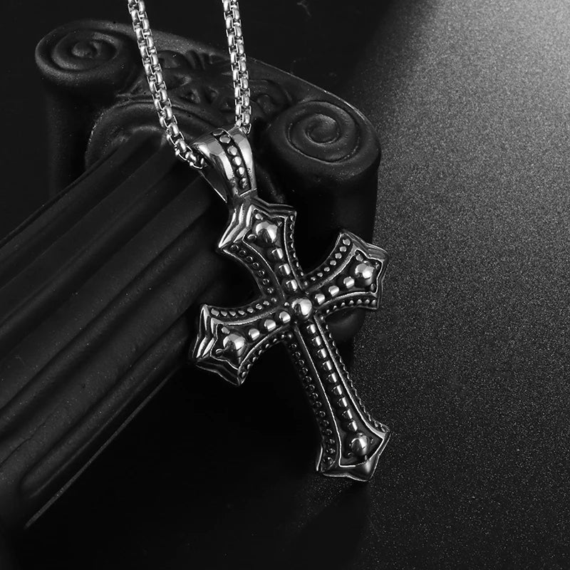 Vintage Catholic Cross Pendant Necklace Men Women Christian Believers Prayer Amulet Jewelry