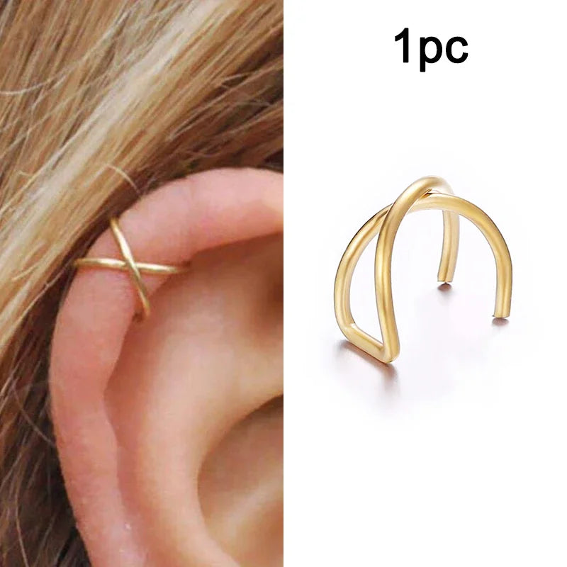 10 Pcs Leaves Clip Earrings for Women Rose Gold Color Creative Simple C Ear Cuff Non-Piercing Ear Clips Set Trend Jewelry Gift
