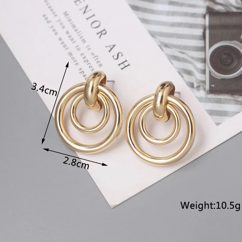 New Fashion Twist Dangle Earrings for Women Exaggerated Gold Color Metal Wrap Earrings European Ear Jewelry oorbellen