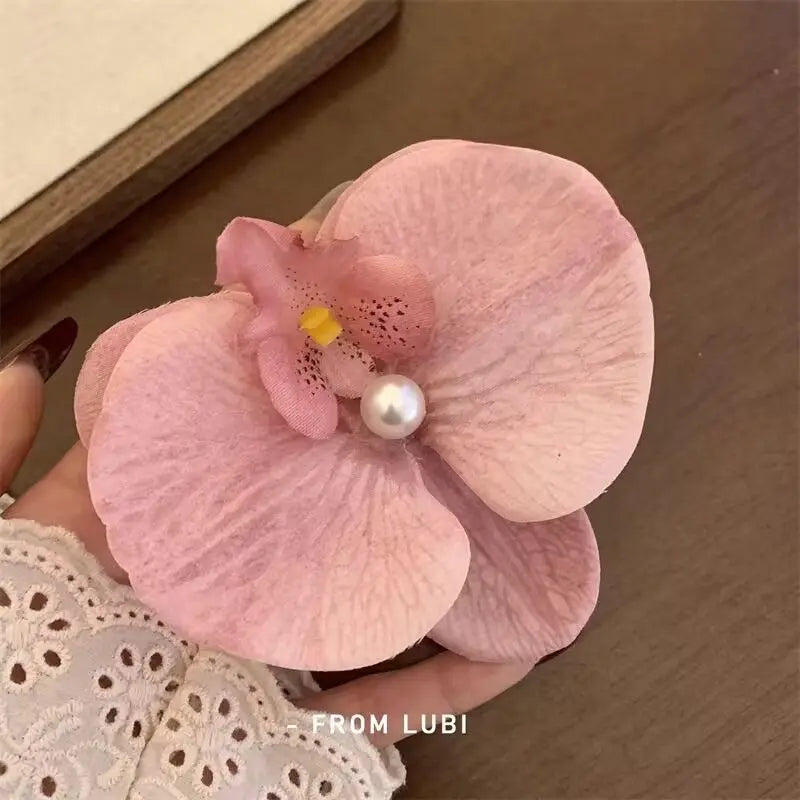 Phalaenopsis Pearl Hair Clip Flower Hairpin Orchid Butterfly Hairs Clip Hair Accessories Hair Styling Tools Bow Flower