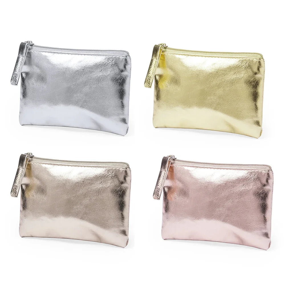 Cosmetic Bag Bright PU Coin Purse Retro Wallet Korean Style Small Item Bag Solid Color Coin Purse Zipper Coin Purse Outdoor