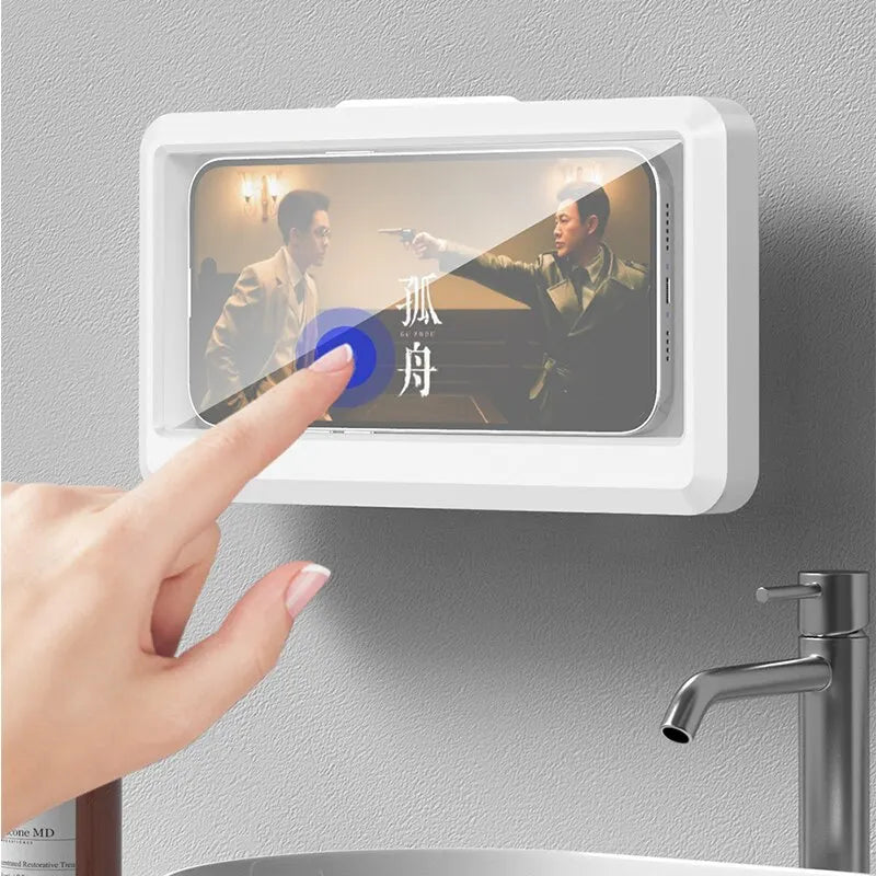 Waterproof Shower Phone Holder Splash-Proof 360° Rotate Can Be Touched Shower Phone Case Mount for Bathroom Batheub Kitchen Wall