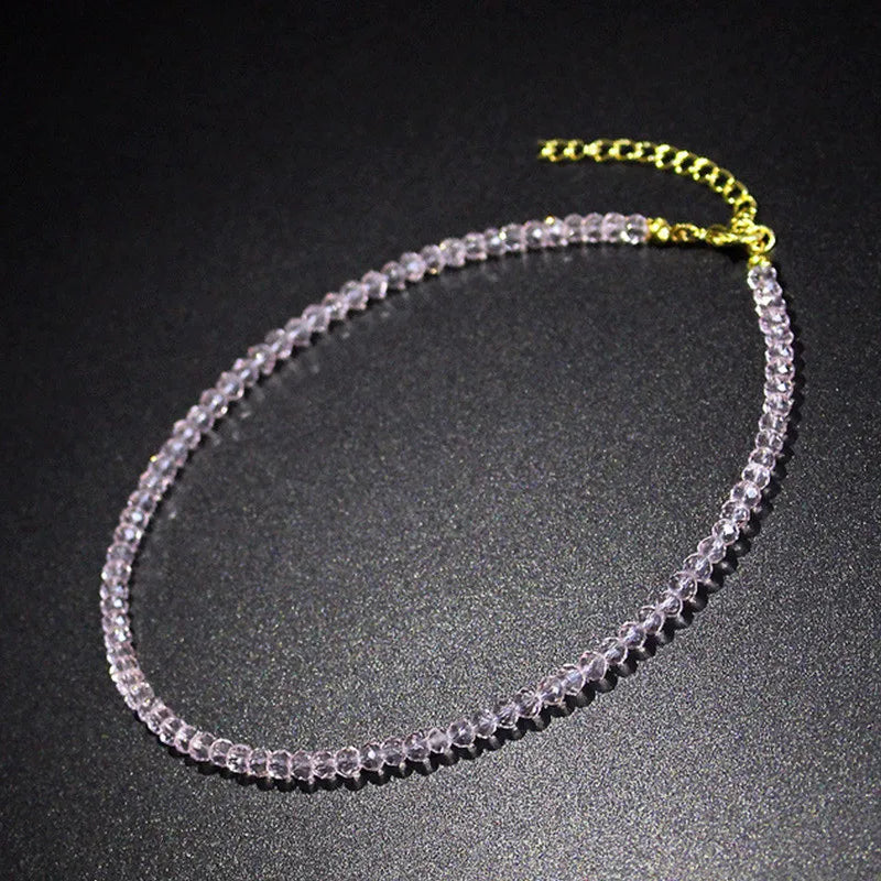 Trendy 3mm  Black Clear Beads Chain Short Choker Necklace Female Jewelry Women Sweet Necklaces Bijoux Femme Ladies Party Gift