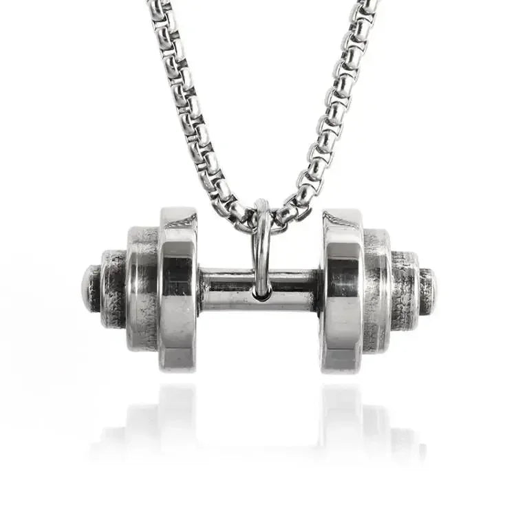 Men\\\\'s Fashion Classic Design Fitness Master Hand-Held Dumbbell Pendant Hip Hop Rapper Prom Party Necklace