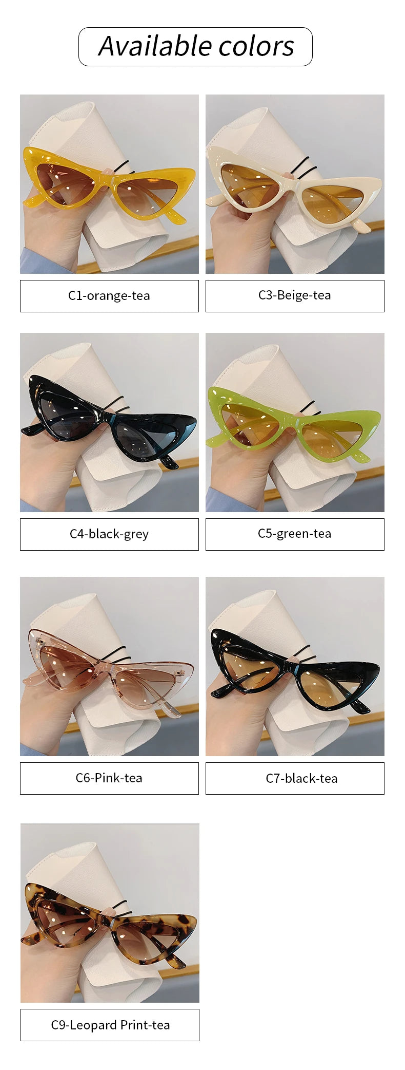Fashion Cat Eye Sunglasses for Women 2023 New Fashion Vintage Personality Glasses Candy Colors Eyewear Outdoor Street Shooting