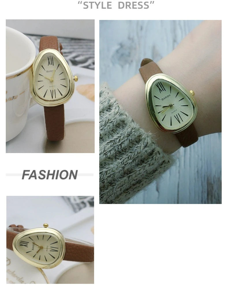 Brand Waterdrop Dial Women Watch Simple Student Fashion Gift Quartz Watches Leather Strap Wristwatches Dropshipping Reloj Mujer