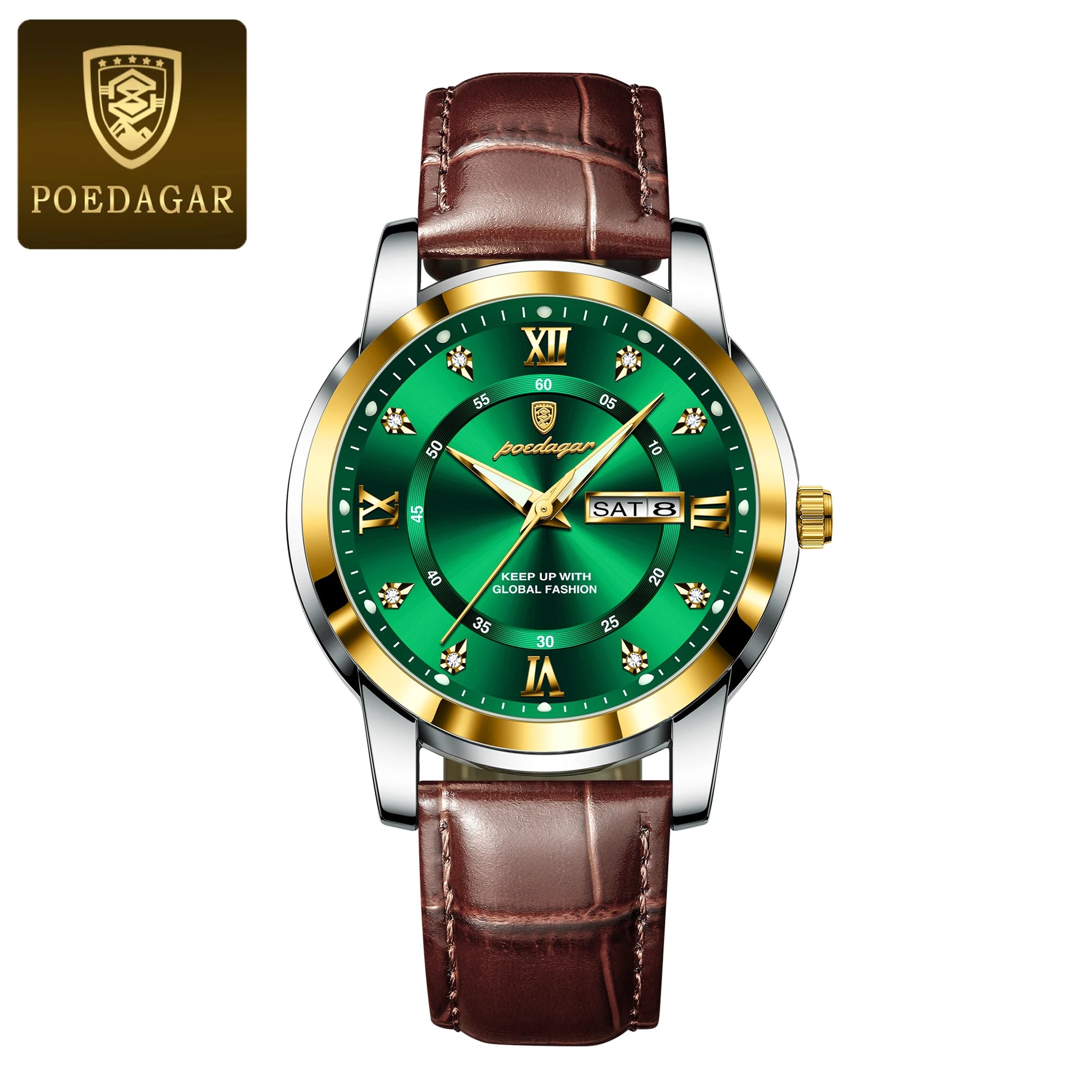 POEDAGAR Luxury Business Men Watch Waterproof Luminous Week Date Man Wristwatch High Quality Leather Sports Men's Quartz Watches