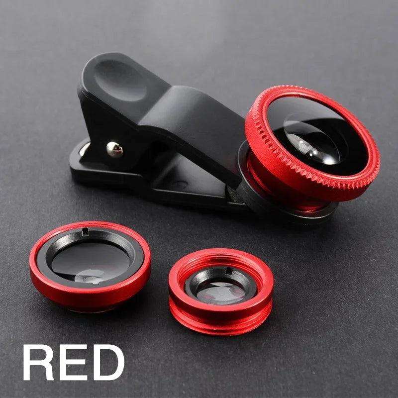 Universal 3in1 Fish Eye Lens Wide Angle Macro Smartphone Fisheye Lens Zoom For iPhone Samsung Xiaomi Mobile Phone Camera Lens