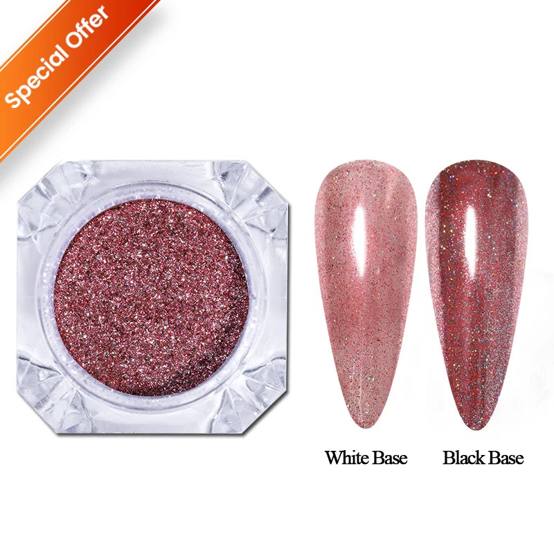 NICOLE DIARY Aurora Nail Powder White Chrome Pigment Pearl Rubbing Dust Mirror Effect Nail Art Glitter Manicure Nail Accessories