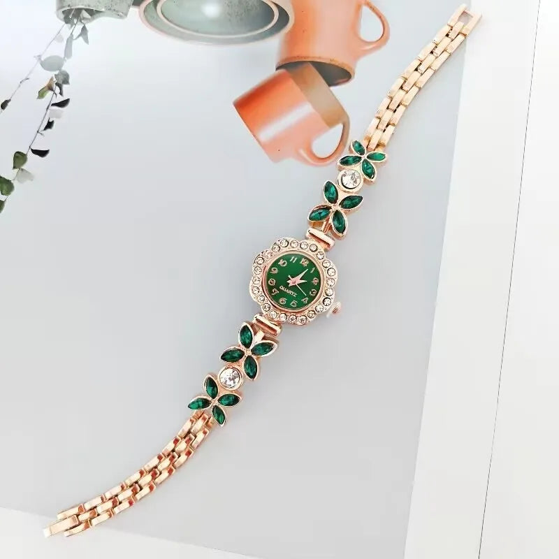 New Women Watch Wheat Ear Diamond Strap Quartz Watch Violet Petal Female Student Bracelet Wristwatch Relojes Para Mujer