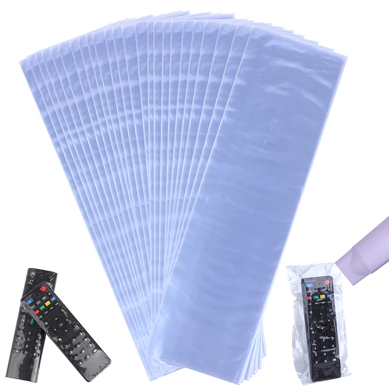 6x25 8x25 Transparent Heat Shrink Film Bag for Smart TV Box Remote Control Waterproof Dustproof Protective Cover Protector Case
