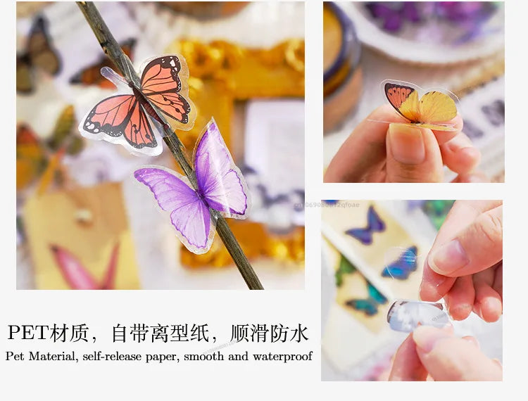 40sheets/pack Vintage Gilding butterfly Notebook Decorative Stickers Decorative Stickers For Scrapbooking Label Diary