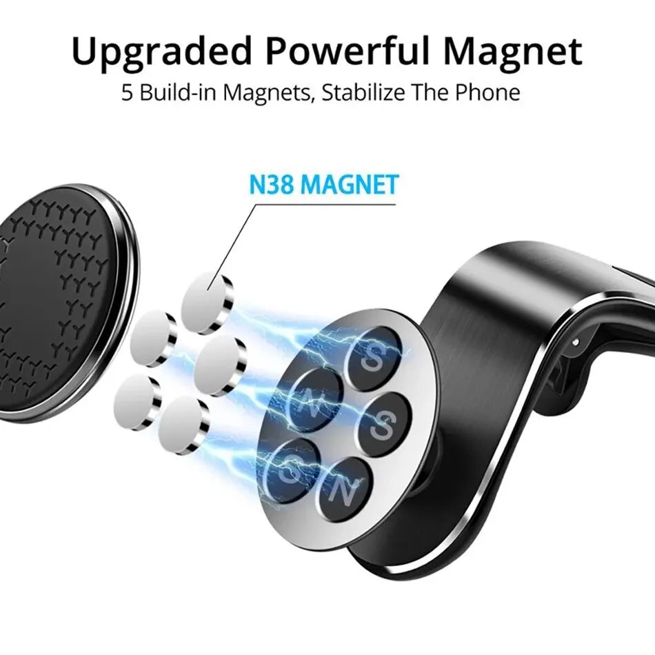 Metal Car Air Vent Magnetic 360° Rotatable Car Phone Holder Universal Mobile Phone Stand For IPhone 15 Samsung GPS Support Mount