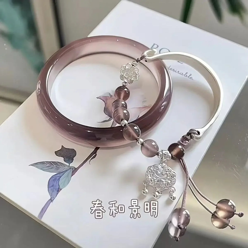 Chinese Style Tassel Beaded Bracelet for Women Retro Butterfly Pendant Charm Bracelets Temperament Bangles Fashion Jewelry Gift