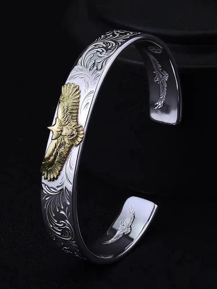 Silver-Plated Retro Six-Character Mantra Bracelet Men\\'s Heart Sutra Cuff Bangles Buddhist Religion Lucky Amulet Jewelry