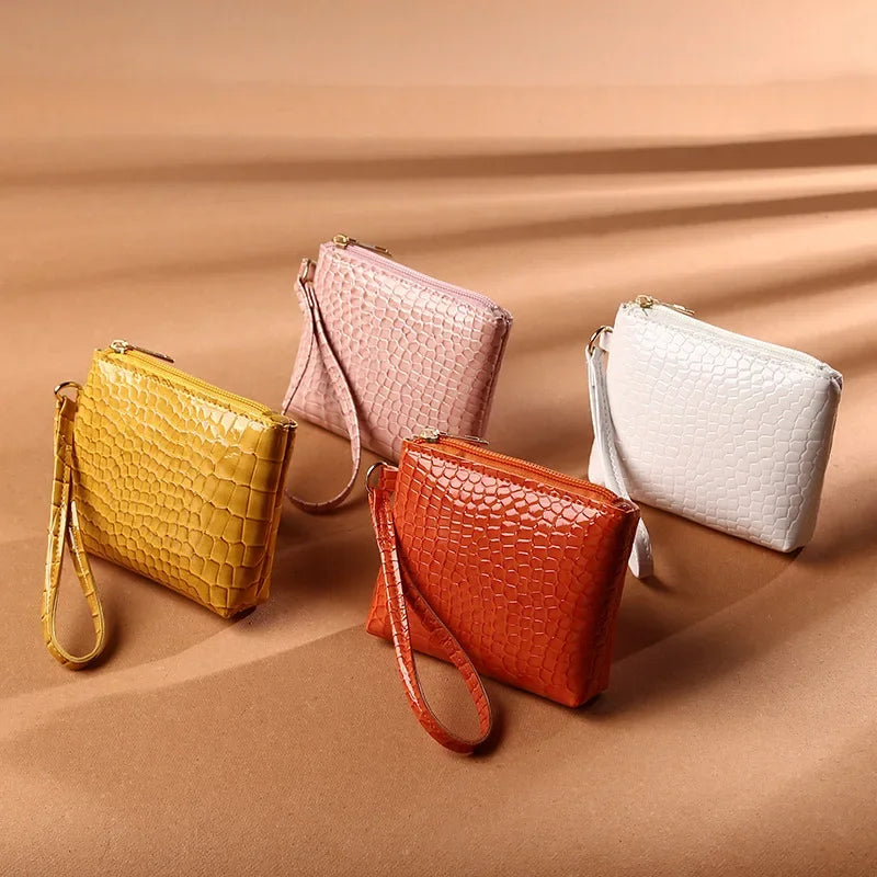 Litchi Pattern Retro Wallet Small Bag  Coin Purse Mini Wallet Female Pu Leather Card Holder Solid Color