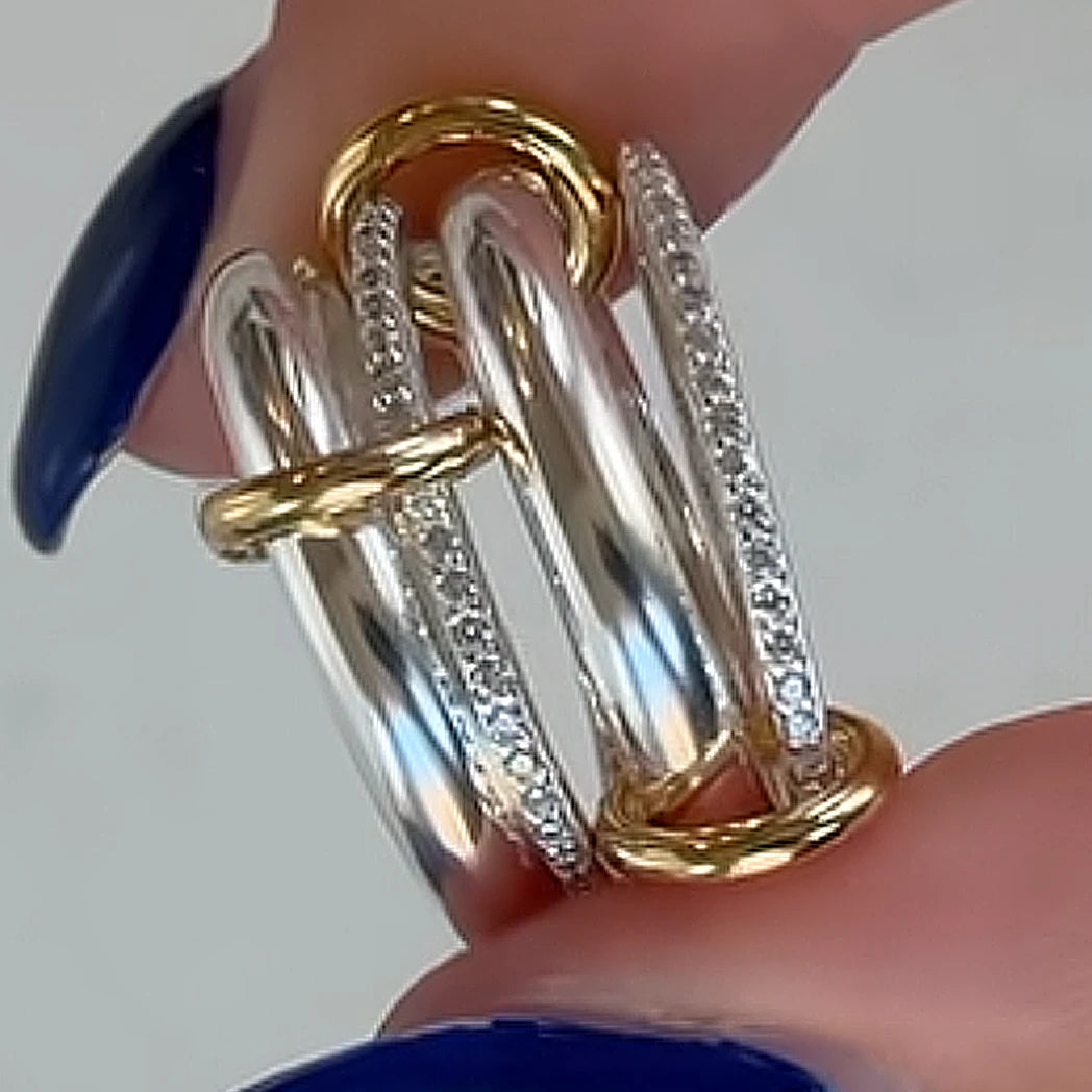 Stainless Steel Spinelli Kilcollin Ring Set For Women Men Micro Paved CZ Silver Color Four-Piece Stackable Rings Jewelrly Gifts