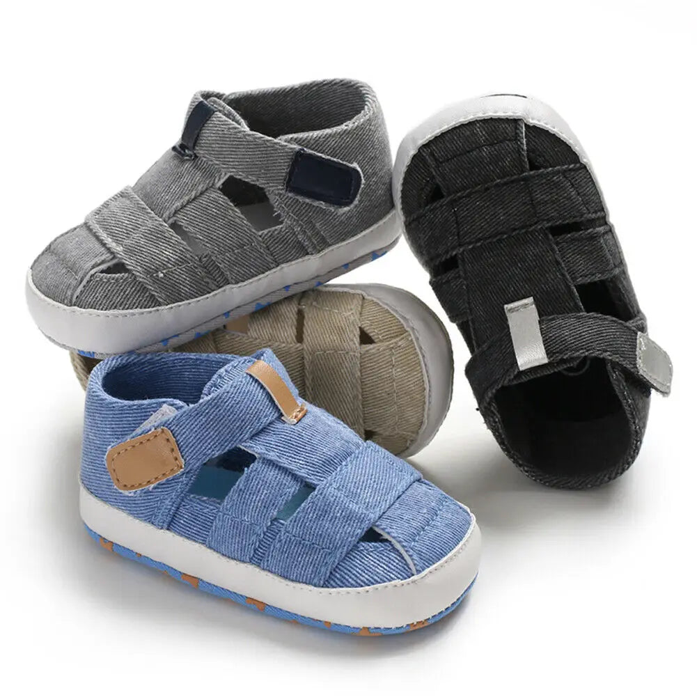 0-24montsh Infant Boys Canvas Shoes Moccasins Child Sandals Boys Summer Sandals Sneakers For Baby Boys Solid Black Sandals