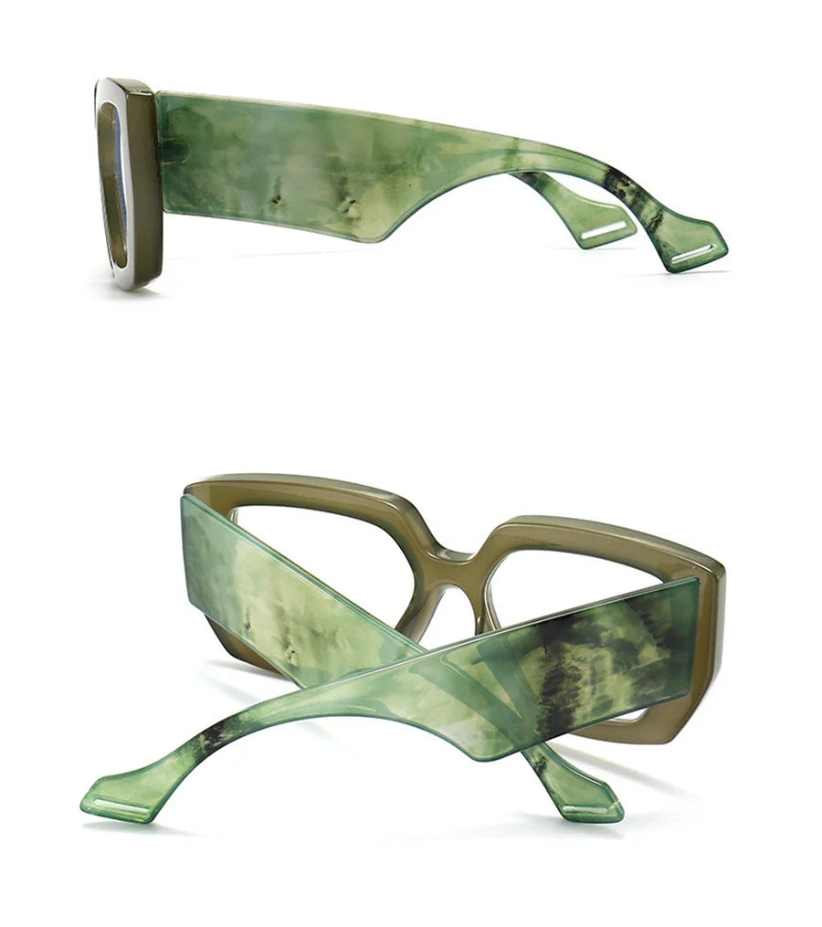 New Fashion Colorful Square Women Glasses Frame Clear Anti Blue Light Spring Hinge Wide Legs Eyewear Men Optical Polygon Frame