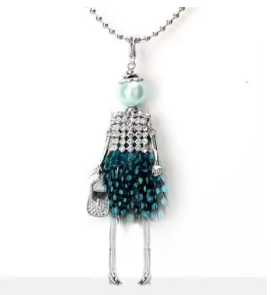 New Women Doll Long Chain Necklace Shining Dress Pendant Handmade Girl Maxi Necklaces & Pendants Brand Hot Fashion Jewelry