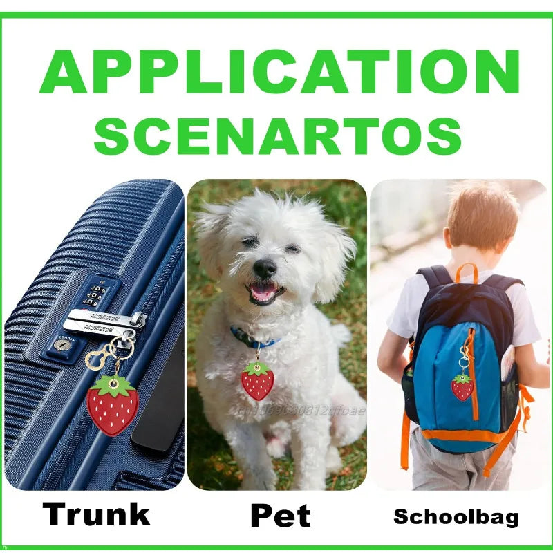 Cute Strawberry Lemon Case for Apple Airtag Protection PU Leather Cover Pendant GPS Anti-lost Keychain Case Pet Dog Cat Collar