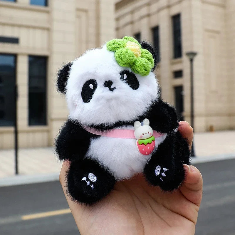 Cute Panda Plush Keychain Cartoon Kawaii Animal Soft Stuffed Doll Keyring Bag Pendant Charms Backpack Decoration Girls Gift