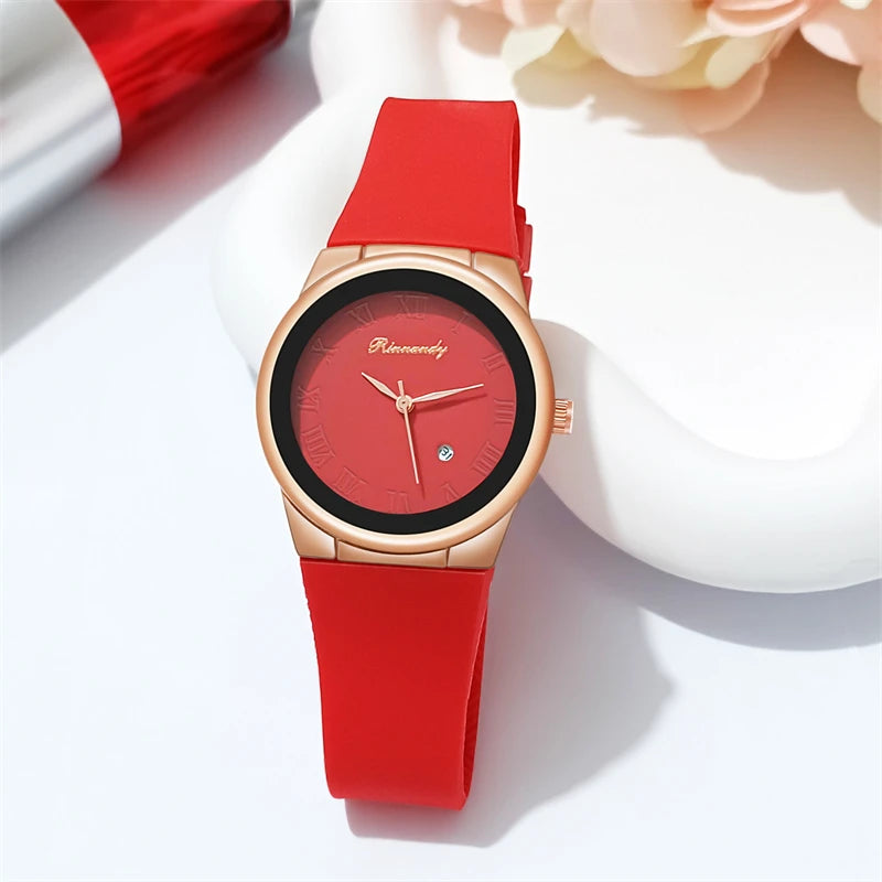 Silicone Strap Quartz Watch Student Watches New Calendar Wristwatch Minimalist Fashion Women Luxury Reloj Mujer Dropshipping
