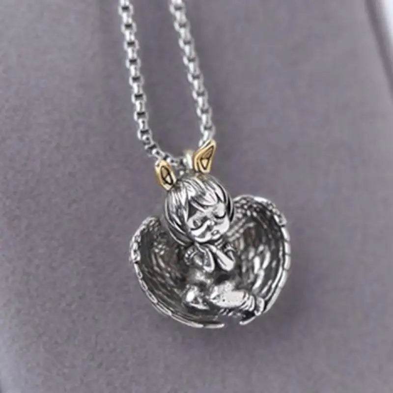 Silver-Plated Anime Mecha Beautiful Girl Girl Pendant Necklace Men and Women Hip-Hop Rock Punk Trendy Jewelry Gift
