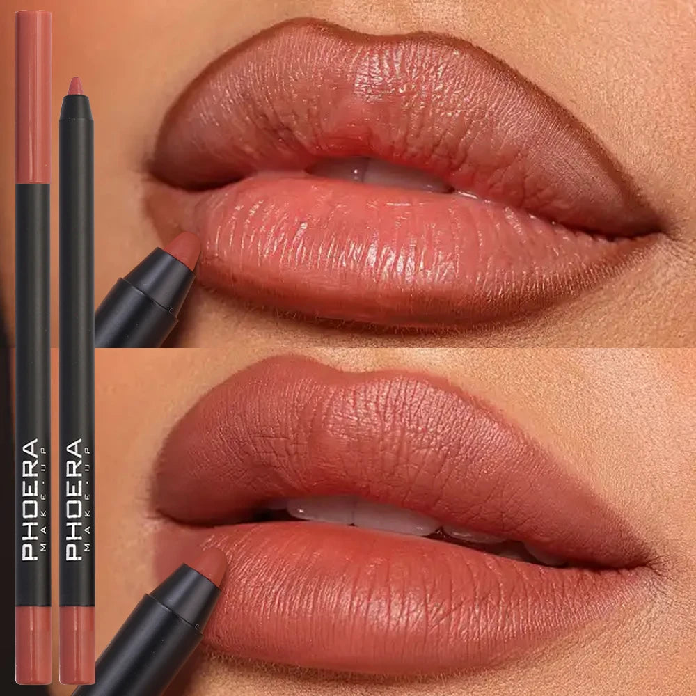 12 Color Lip Liner Pen Smudge-proof  Longwear Rich Lips Colors Smooth Application Color Sensational Shaping Lip Liner Lip Makeup