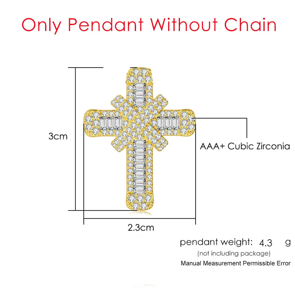 Hip Hop Cross Pendant Rope Box Chain Necklaces for Men Women Luxury Inlaid CZ Punk Personality Rapper Accessory Fashion Jewelry