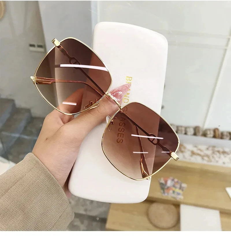 New Sunglasses Women Rimless Square Sun Glasses Luxury Ladies Fashion Personality Shades Gradient Eyewear UV400 Gafas De Sol