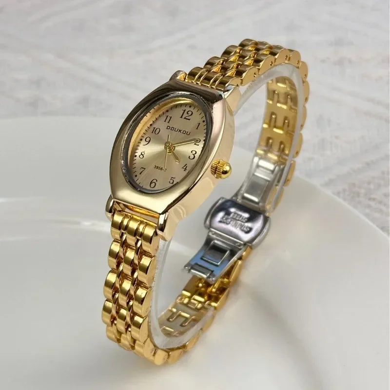 Brand Oval Watches for Women Ladies Gold Steel Strap Quartz Watch Simple and Fashionable Quartz Wristwatches Dropshipping