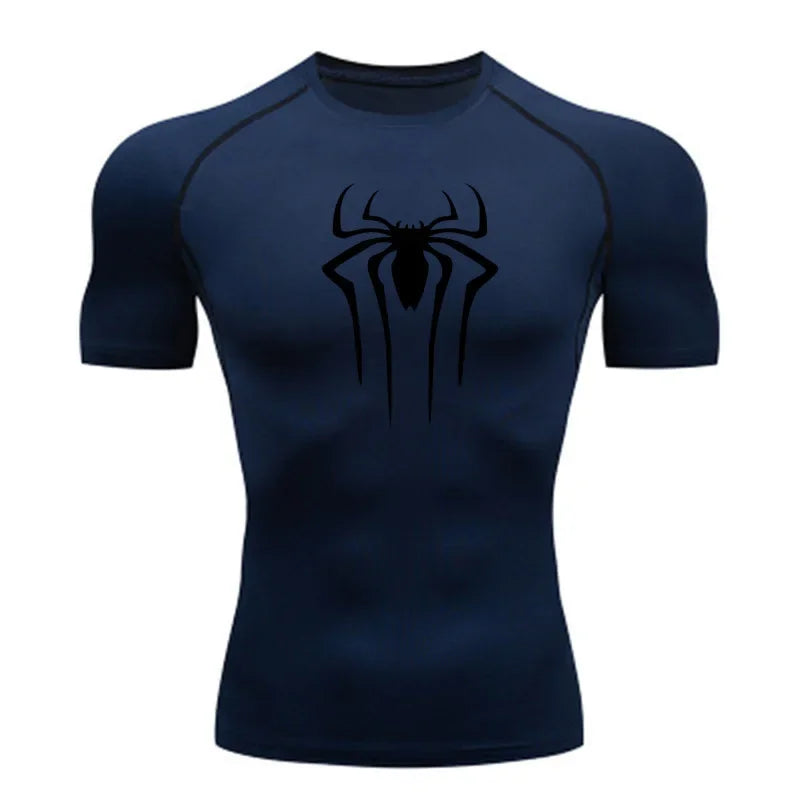 New Compression Shirt Men's Spider Print Fitness Gym Sport Running T-Shirt Rashgard Tops Quick Dry Short Sleeve T-Shirt For Men