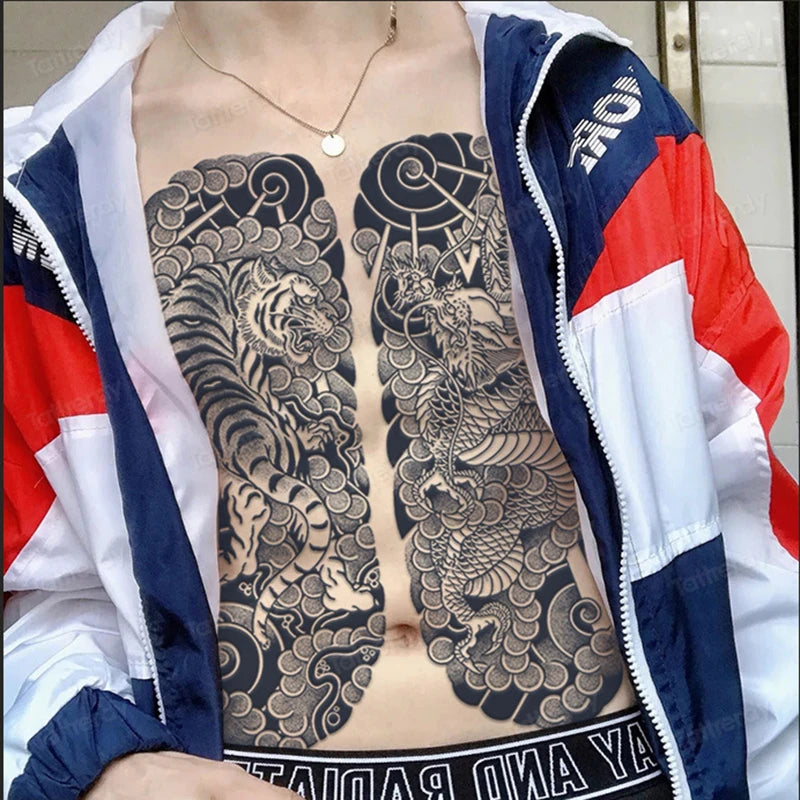 Angel Wings God Tattoo Stickers Realistic Juice Ink Semi Permanent Full Back Body Tattoo Temporary Lasting 2 Weeks Men Adult