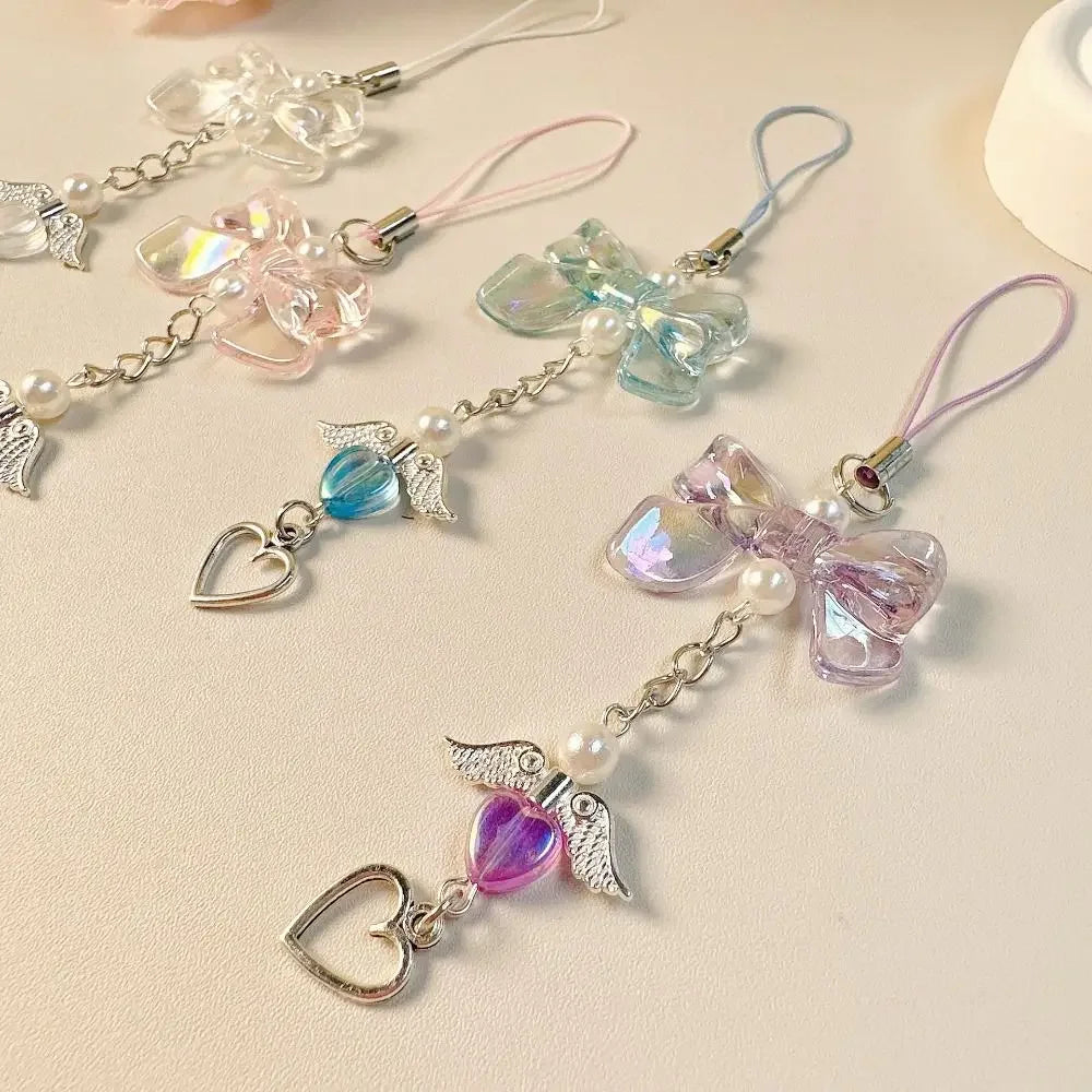 Fashion Acrylic Women Mobile Phone Chain Transparent Anti-Drop Phone Hanging Lanyard Y2K Phone Charms Bag Pendant Key Chain