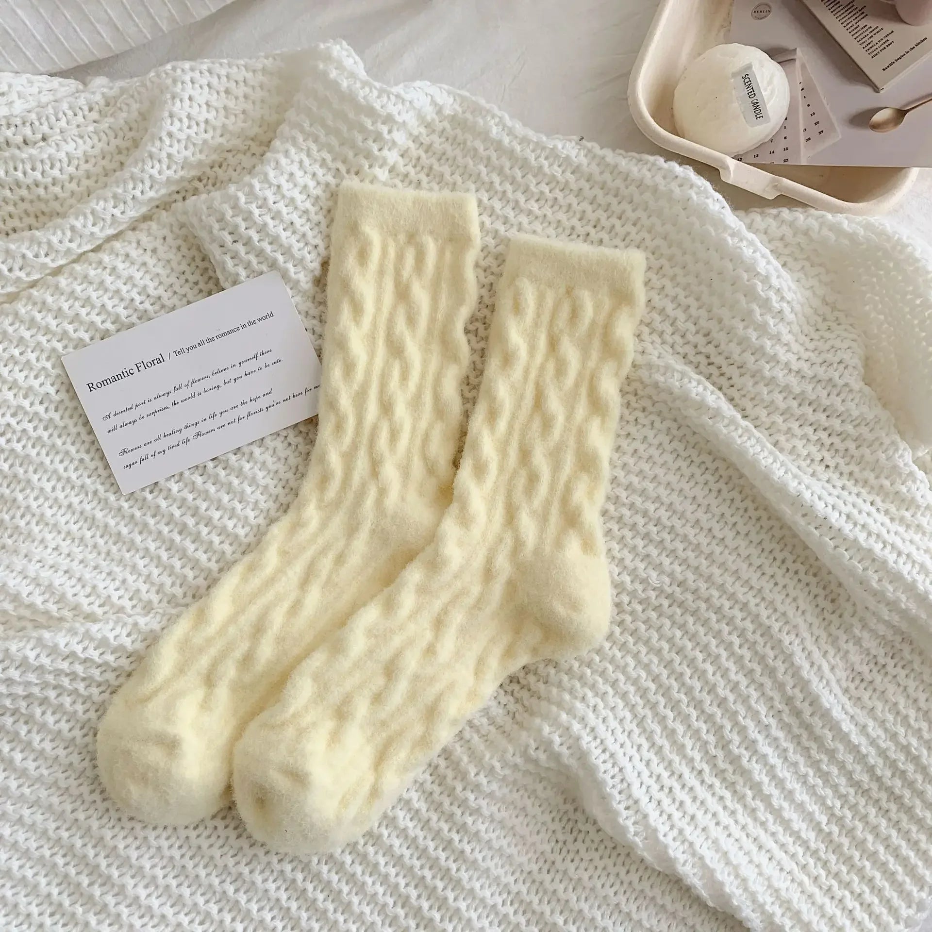 Winter Warm Coral Fleece Socks Women Solid Loose Sleeping Sock Velvet Home Fluffy Stocking Thicken Thermal Sox Calcetines