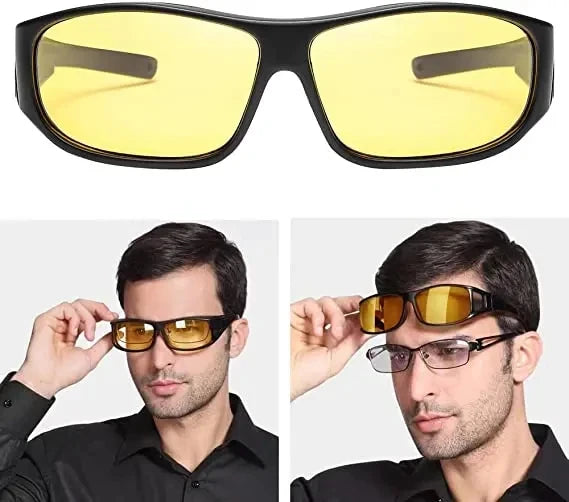 Motorcycle Driving Goggles Car Night Vision Sunglasses Unisex Driver HD Night Day Driving Wrap Around Anti Glare Sun Glasses