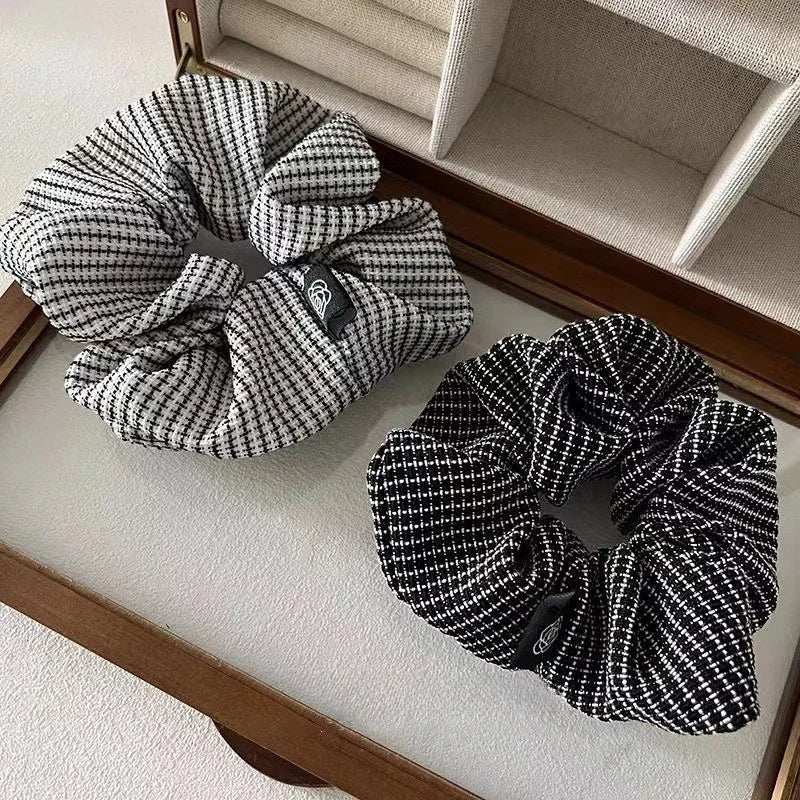 Vintage Fashion Women New Plaid Elastic Hair Bands Elegant Designers Girl Hair Tie Ponytail Hair Accessories