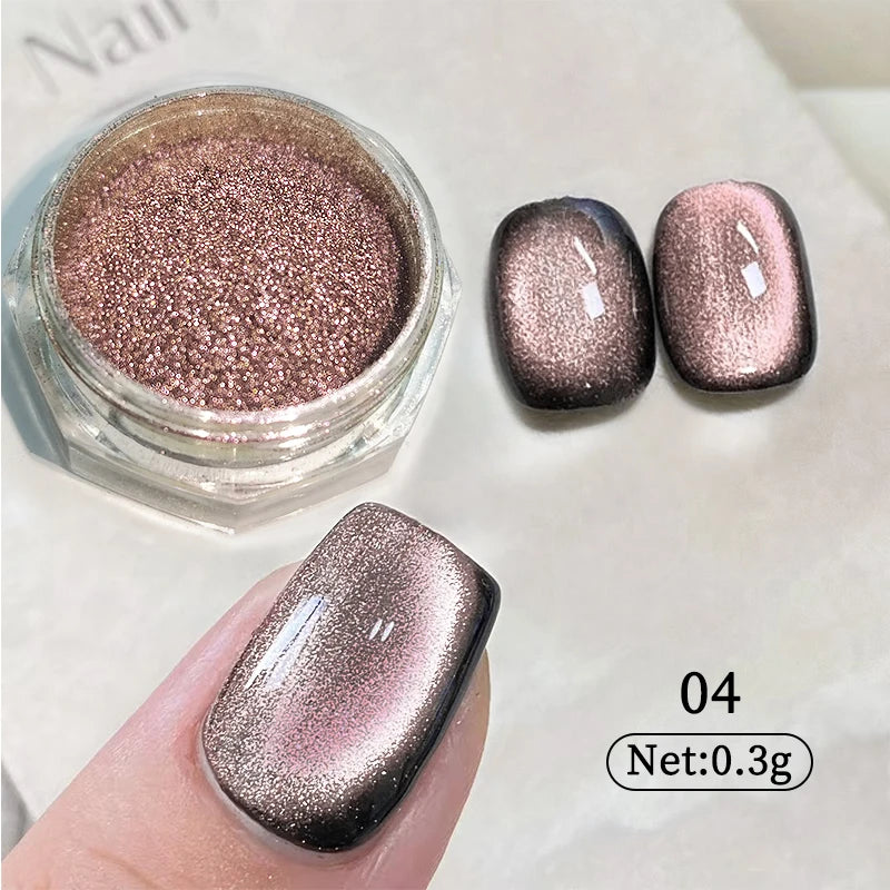 1 Box Red Cat Magnetic Powder Water Light Pink Cat Magnetic Effect Nail Chrome Pigment Dust Manicure New Year Nail Art Supplies