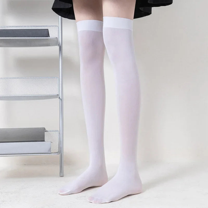 Fashion Black White Soild Color Long Socks Women Over Knee Thigh High Over The Knee Stockings Lolita Ladies Girls Warm Knee Sock