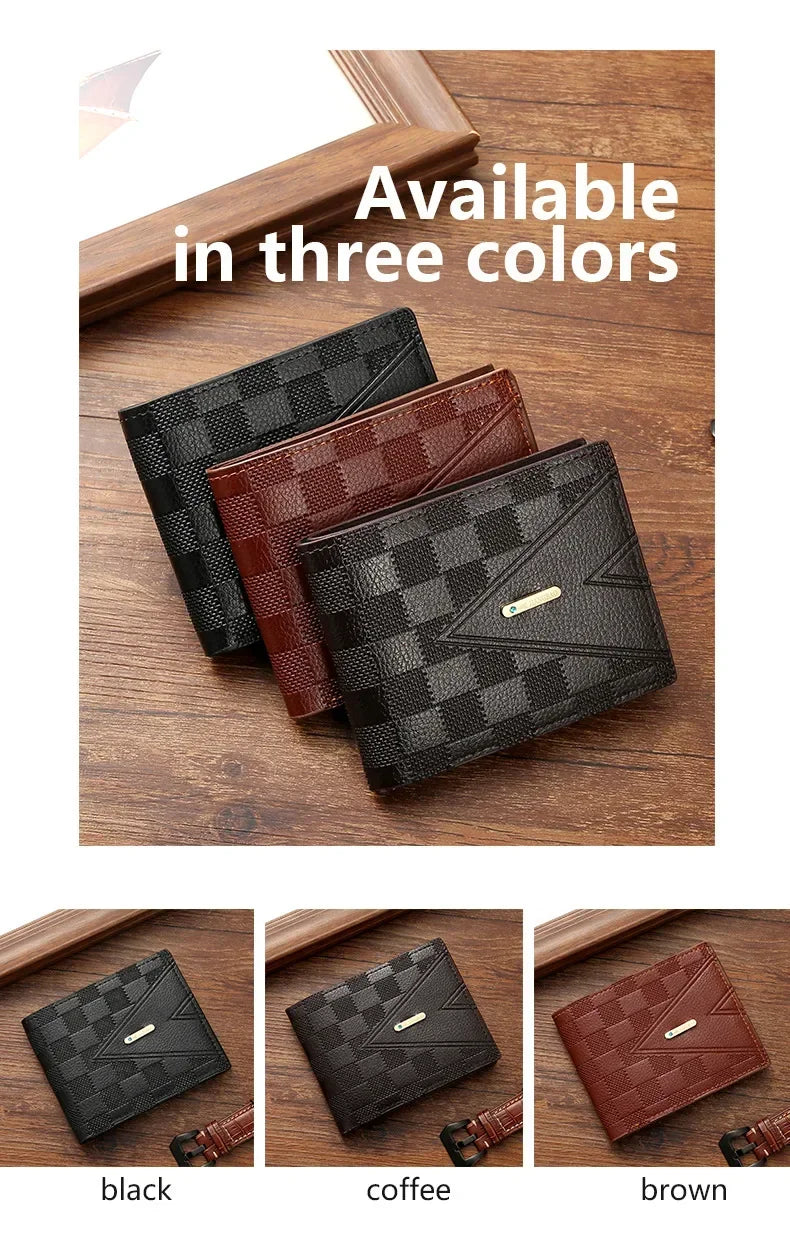 Men's Wallet Short Anti-theft Brush Anti-degaussing Business Wallet Youth Cross Light Luxury Large Capacity Multi-card