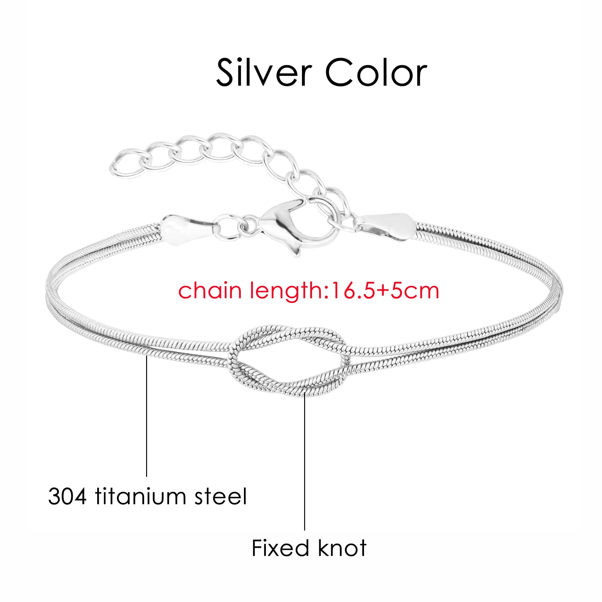 Knotted Snake Chain Bracelet For Couple Stainless Steel Gold Color Handmade Knot Hand Accessories Valentine's Day Jewelry Gifts
