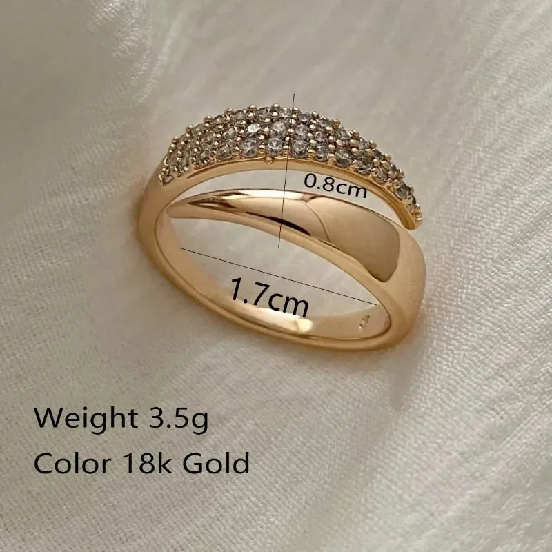 Luxury Zircon Heart Rings for Women Opening Adjustable Weave Rhinestone Ring Engagement Wedding Jewelry Fashion Girlfriend Gifts