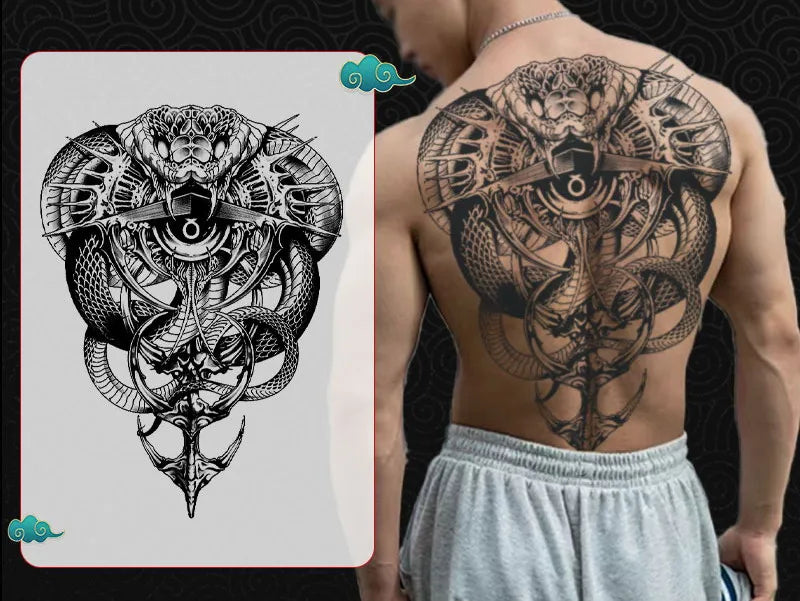 Angel Wings God Tattoo Stickers Realistic Juice Ink Semi Permanent Full Back Body Tattoo Temporary Lasting 2 Weeks Men Adult