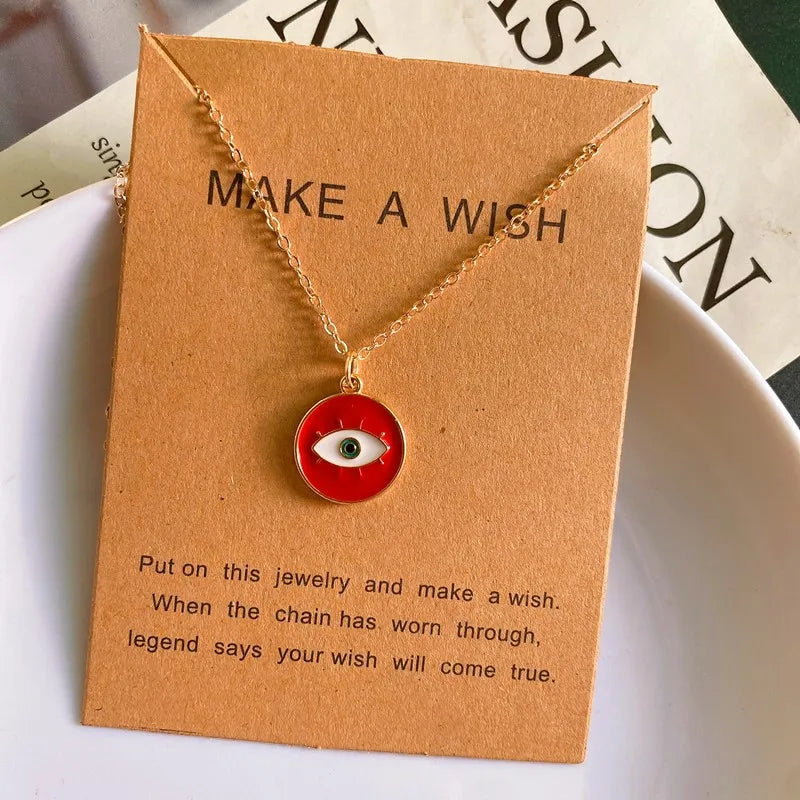Color Turkey Eye Pendant Necklace for Women Men Fashion Luck Pendant Neck Jewelry Gift for Friend Wholesale