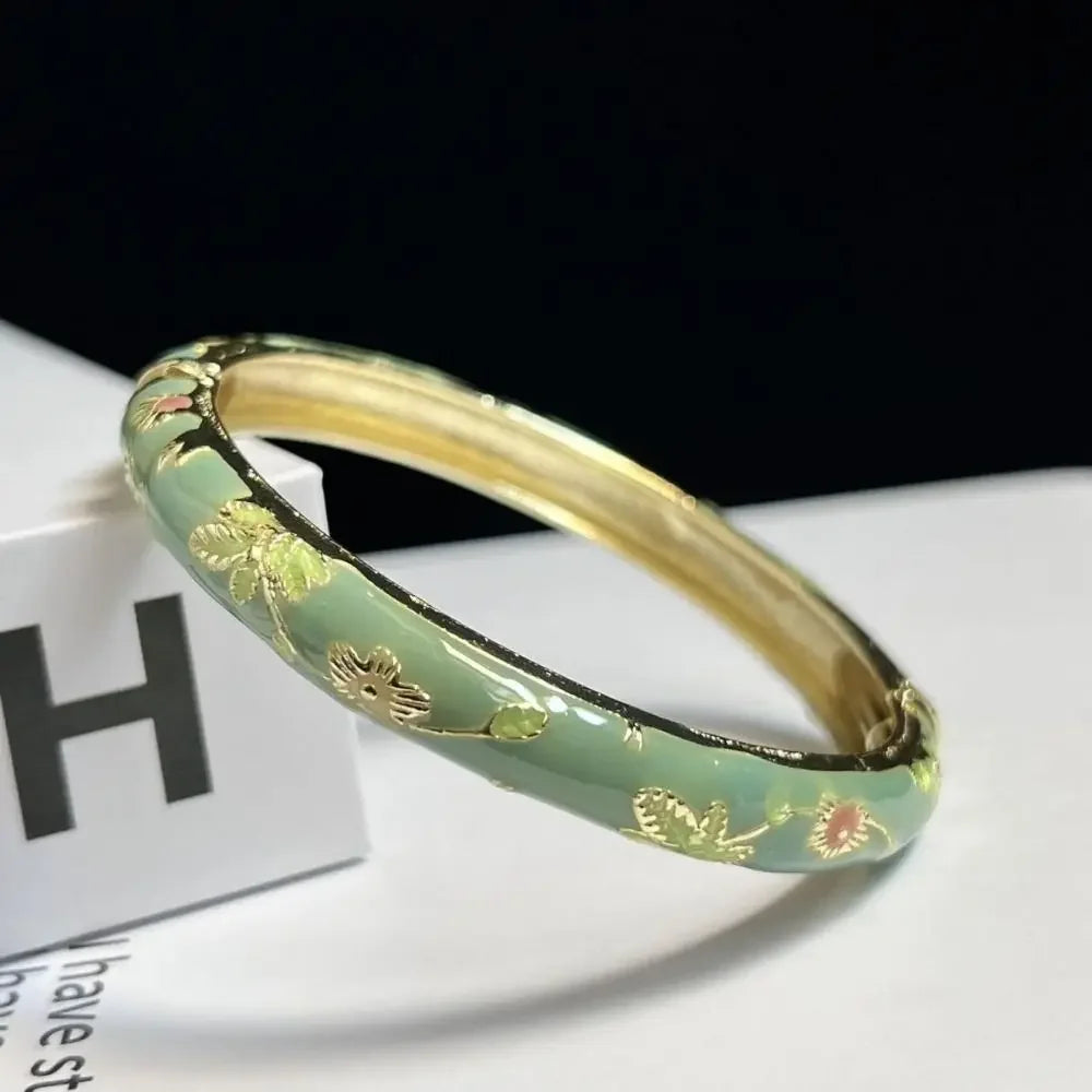 Chinese Women's Hand Bracelet Enamel Cloisonne Bracelet Fine Small Flower Ethnic Style Jewelry Gifts for Women Girl