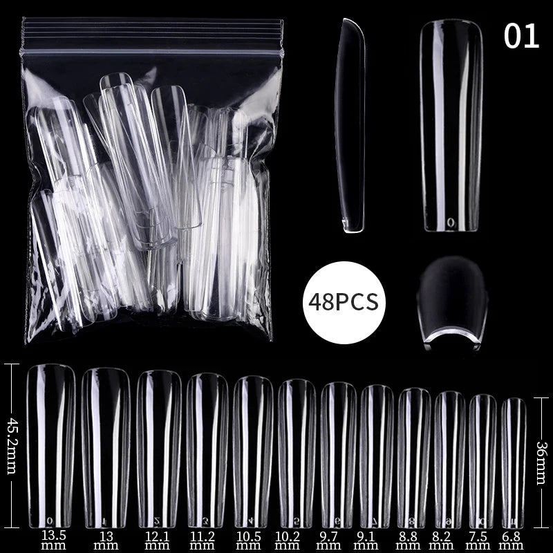 False Nail Tips Extension System Full Cover Sculpted Coffin False Fake Nail Tips DIY Practice Manicure Tools Quick Building Mold