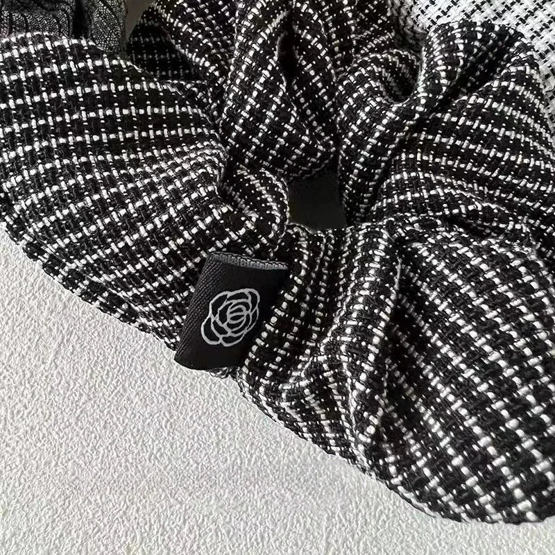 New Fashion Vintage Scrunchie Plaid Elastic Hair Bands Women Elegant Brand Designers Hair Tie Ponytail Girls Hair Accessories