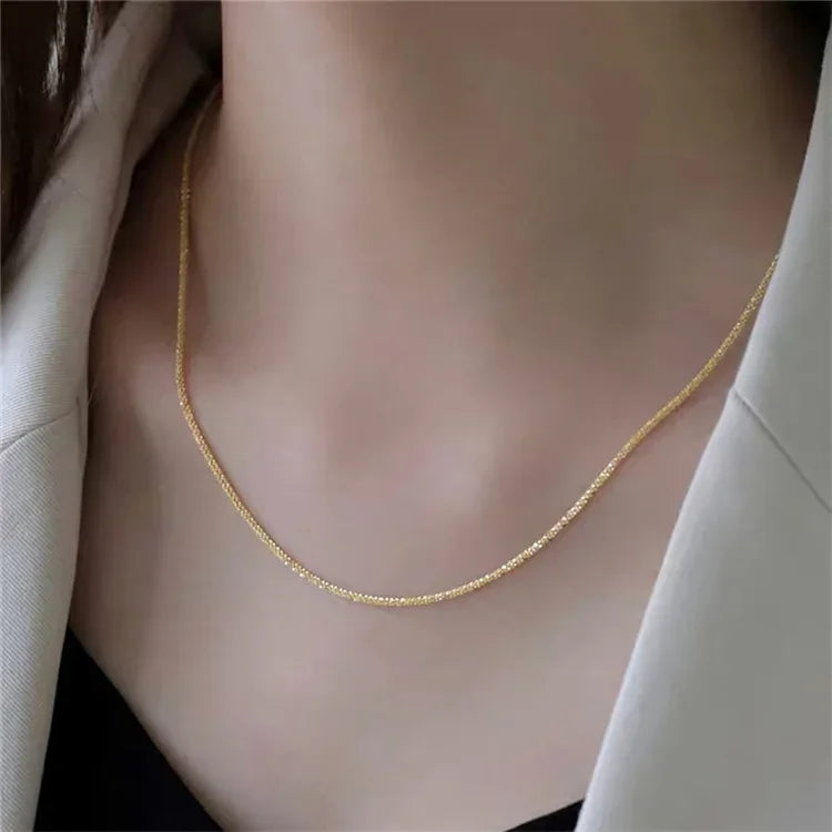 Popular Sparkling Necklace for Women Clavicle Chain Choker Silver Color Fashion Jewelry Accessories Wedding Party Birthday Gift